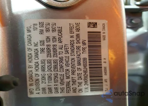 2018 Honda Cr-V Exl z USA, uszkodzony, nr VIN 2HKRW2H80JH693099